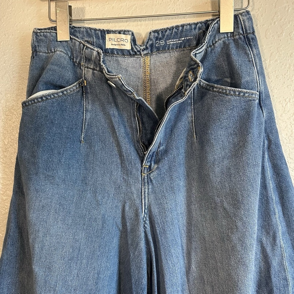 Pilcro Corset High-Rise Crop Culotte Jeans 29 Boho Lagenlook Beach Coastal - Picture 12 of 13